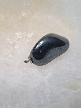 Polished Hematite Teardrop Pendant - Dark Metallic Gray